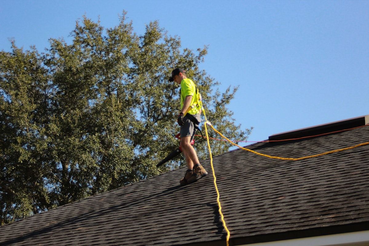 Roofer working on a UK residential roof